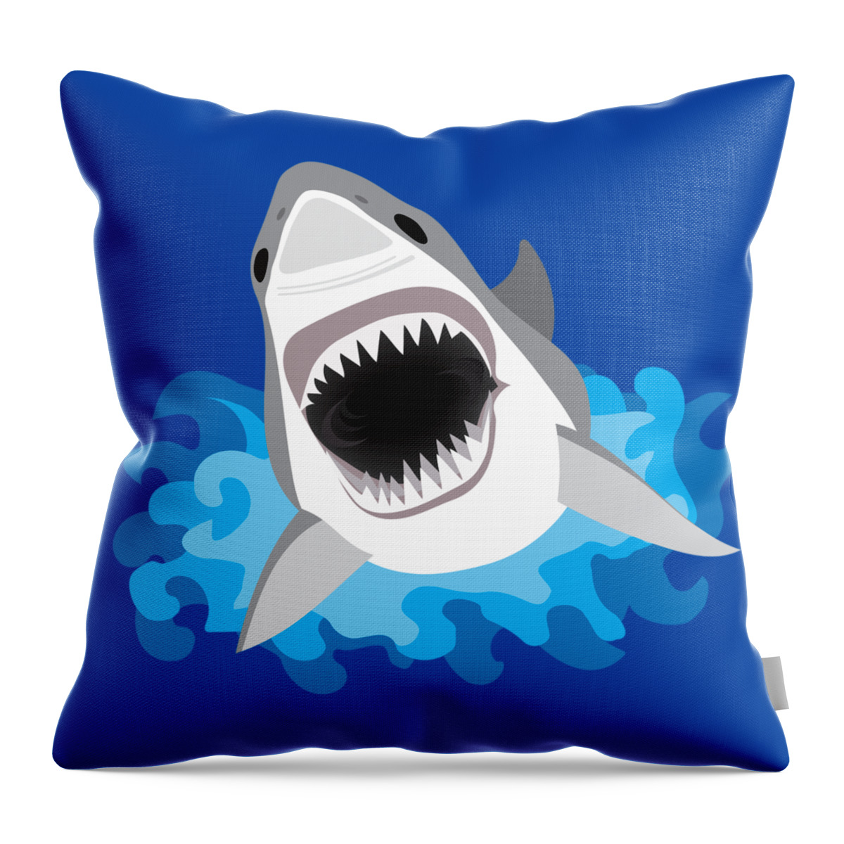 Funny Throw Pillow featuring the digital art Great White Shark Leaps from Waves by Antique Images 