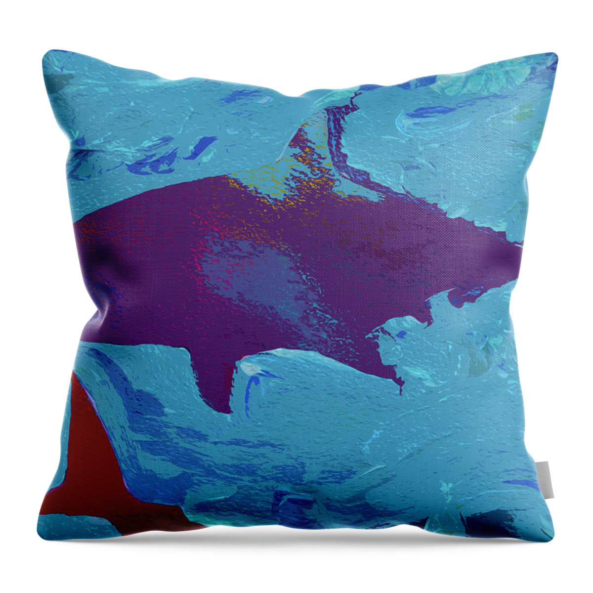 Fish Throw Pillow featuring the painting Great White Shark by Robert Margetts
