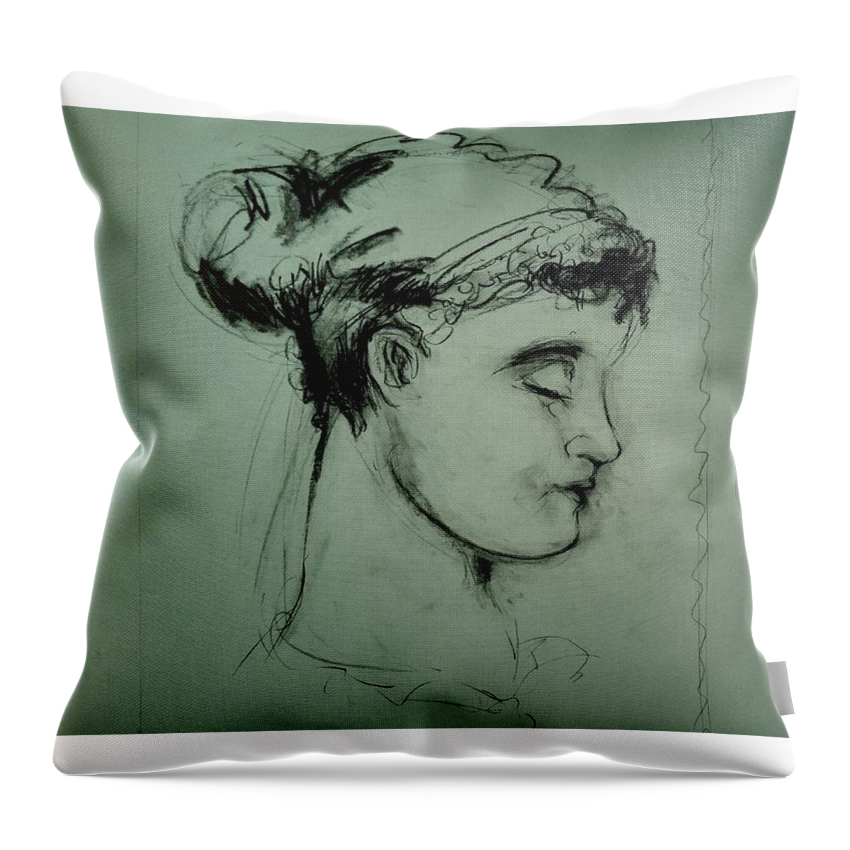 Greek Girl Throw Pillow featuring the drawing Grecco Girl by Mykul Anjelo