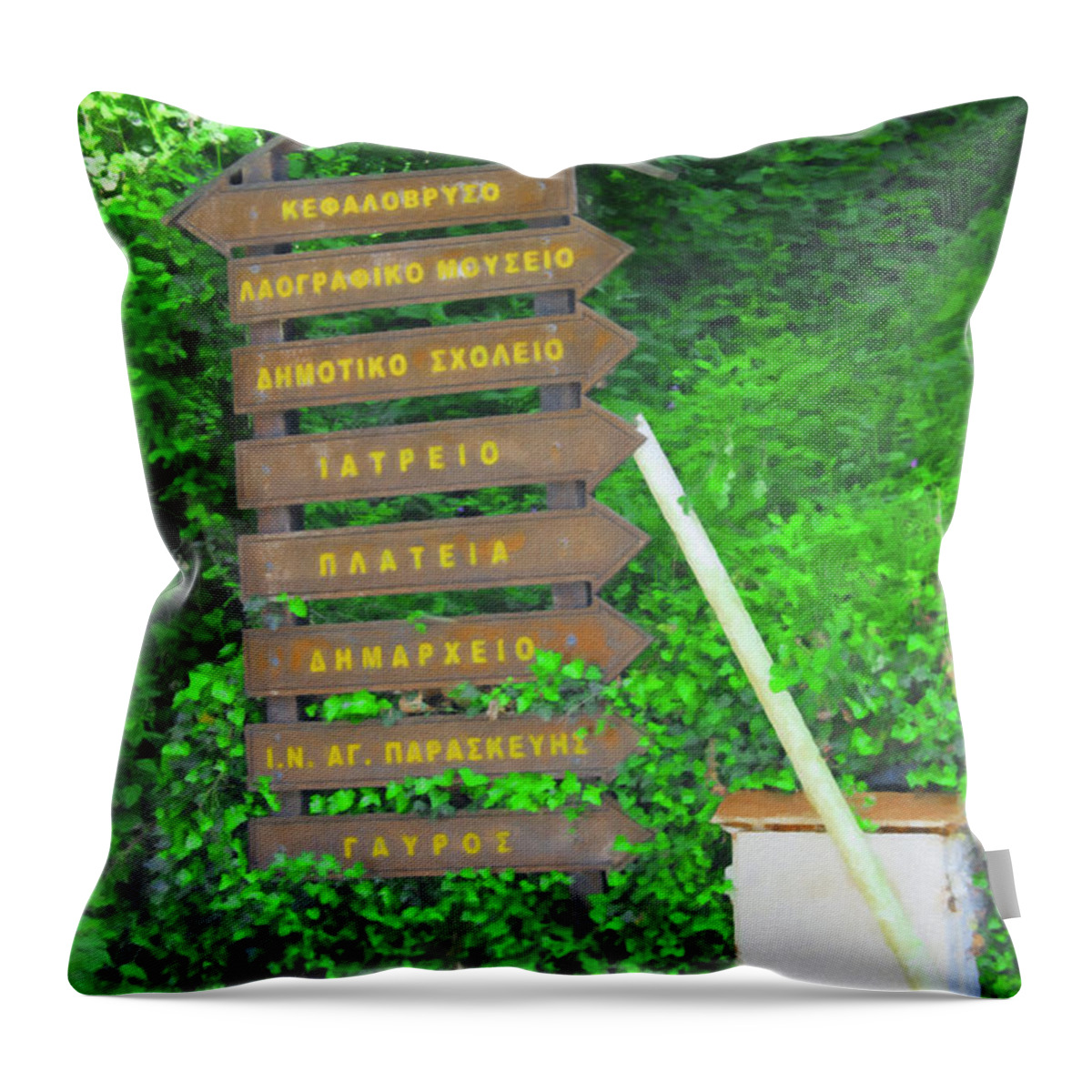Who Know's The Way Throw Pillow featuring the digital art Greek Path Sign by Donna L Munro
