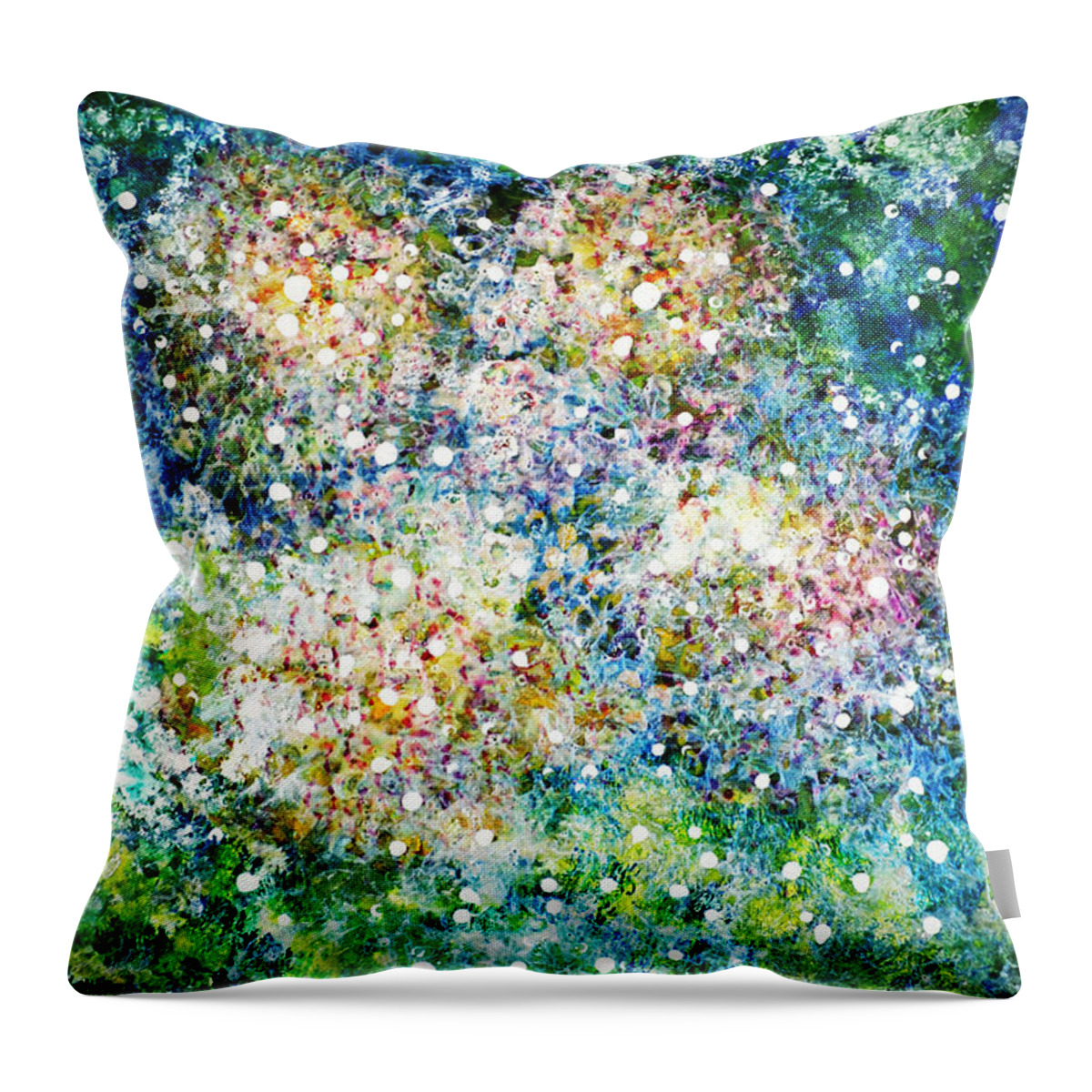 Green And Blue Painting Throw Pillow featuring the painting Green and Blue by Don Wright