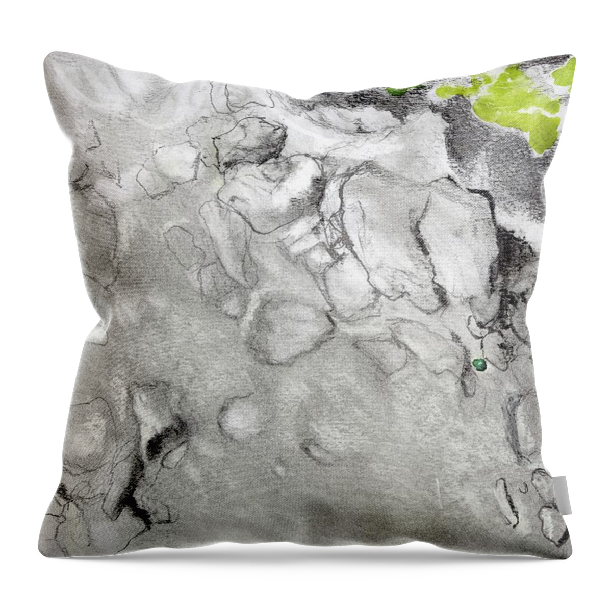  Throw Pillow featuring the painting Green and Gray Stones by Kathleen Barnes