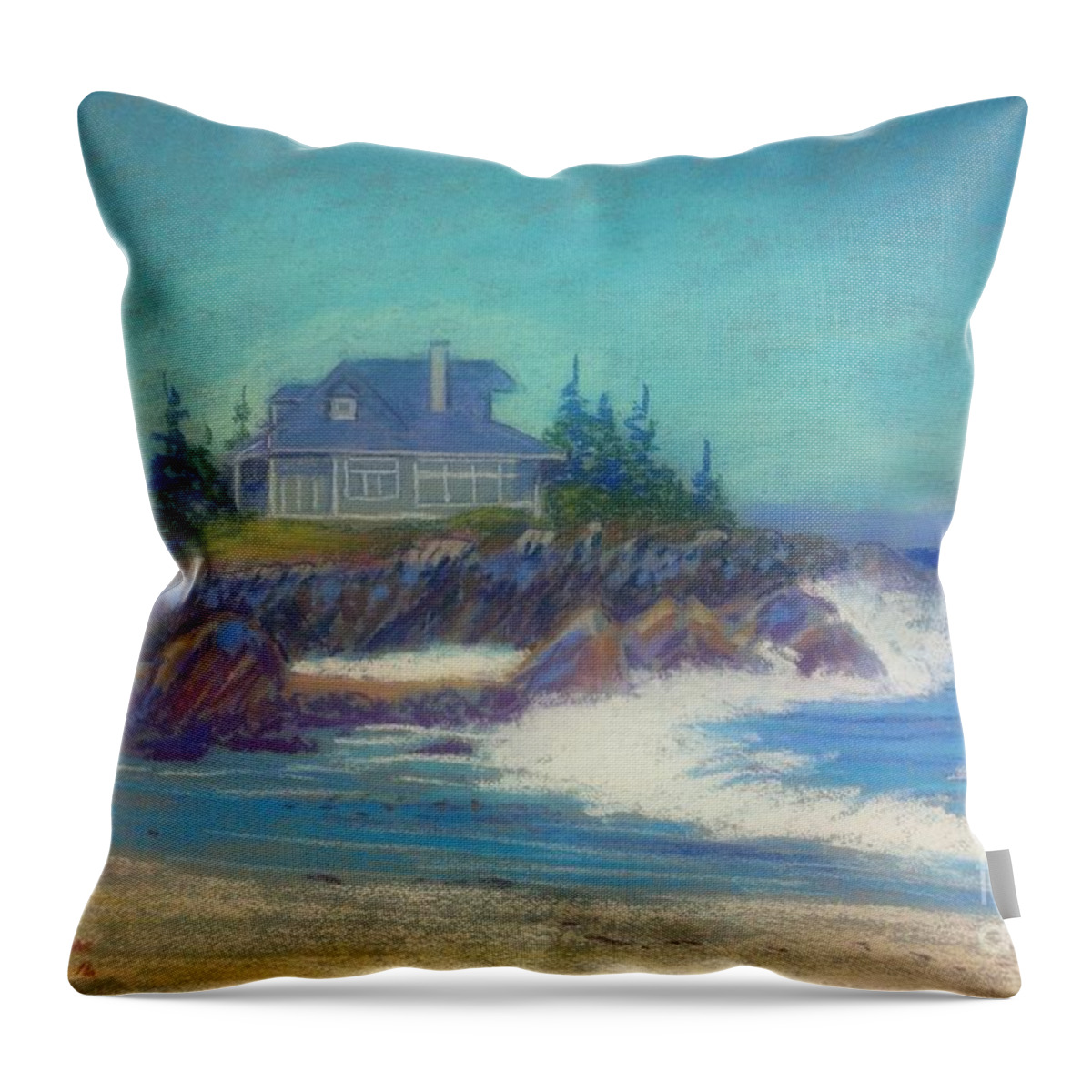 Green Bay Throw Pillow featuring the pastel Green Bay by Rae Smith