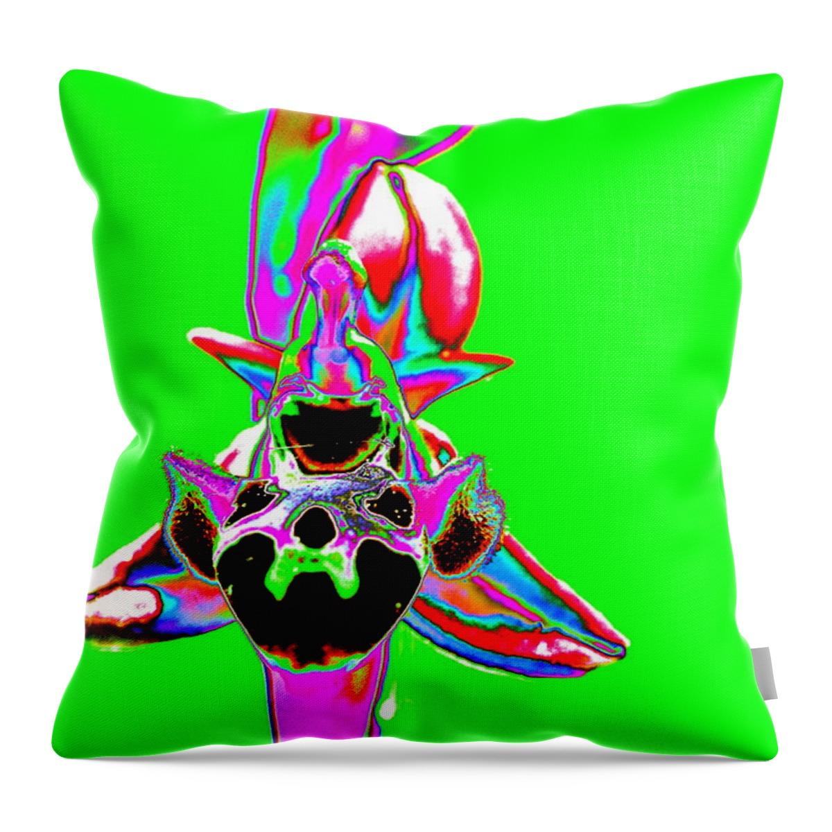 Flowers Throw Pillow featuring the photograph Green Bee Orchid by Richard Patmore