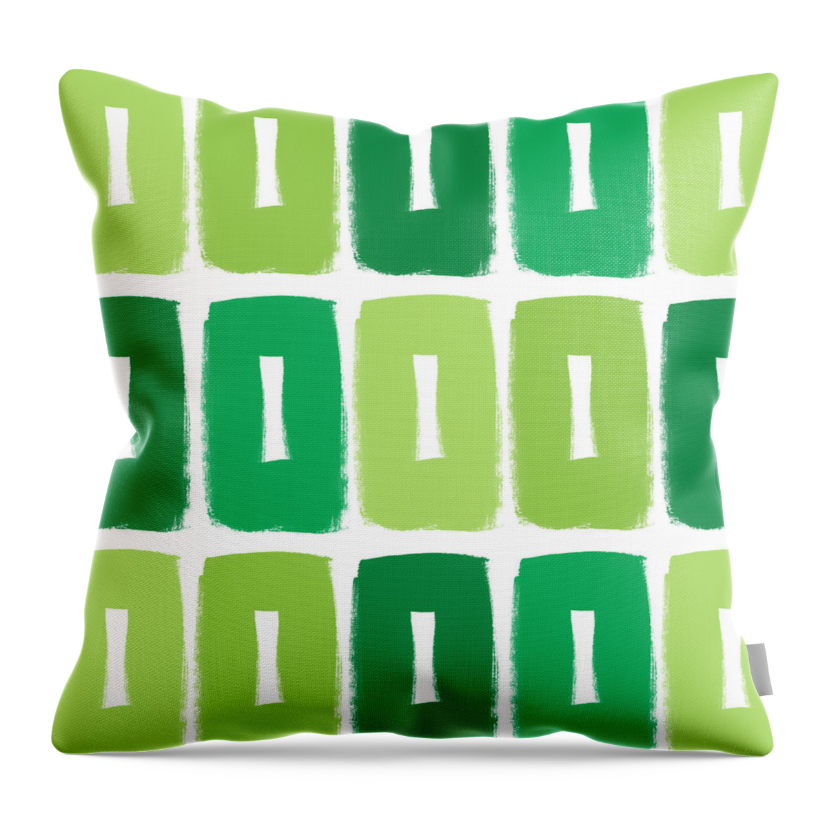 Green Throw Pillow featuring the painting Green Boxes- Art by Linda Woods by Linda Woods