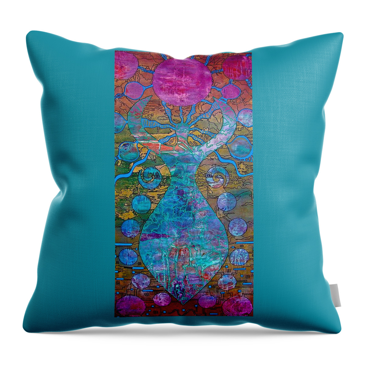 Goddess Throw Pillow featuring the mixed media Green Goddess by Alice Schwager