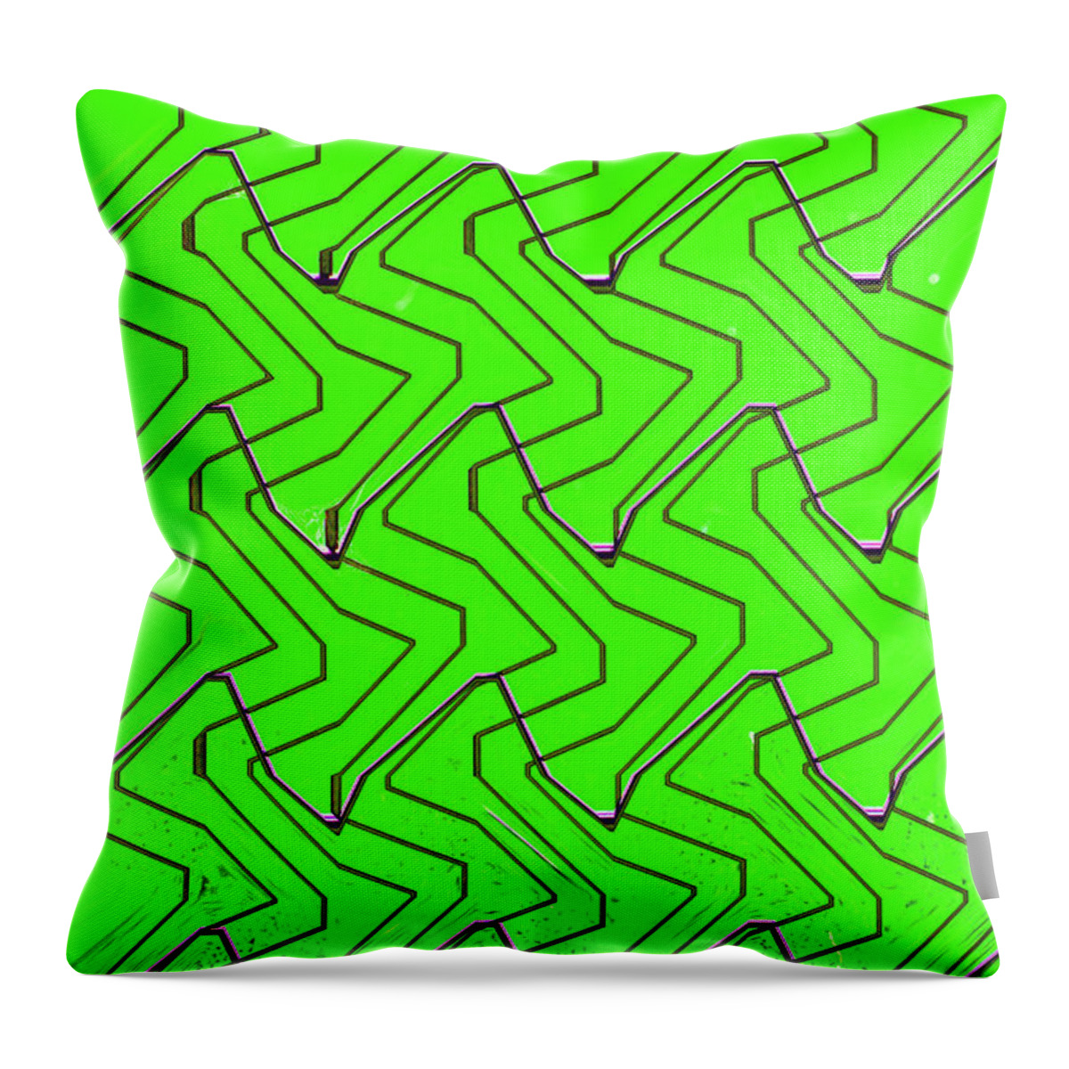 Green Grass Through The Wire Fence Throw Pillow featuring the digital art Green Grass Through The Wire Fence by Tom Janca