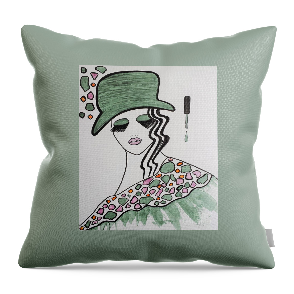 Hat Throw Pillow featuring the photograph Green Hat by Jasna Gopic