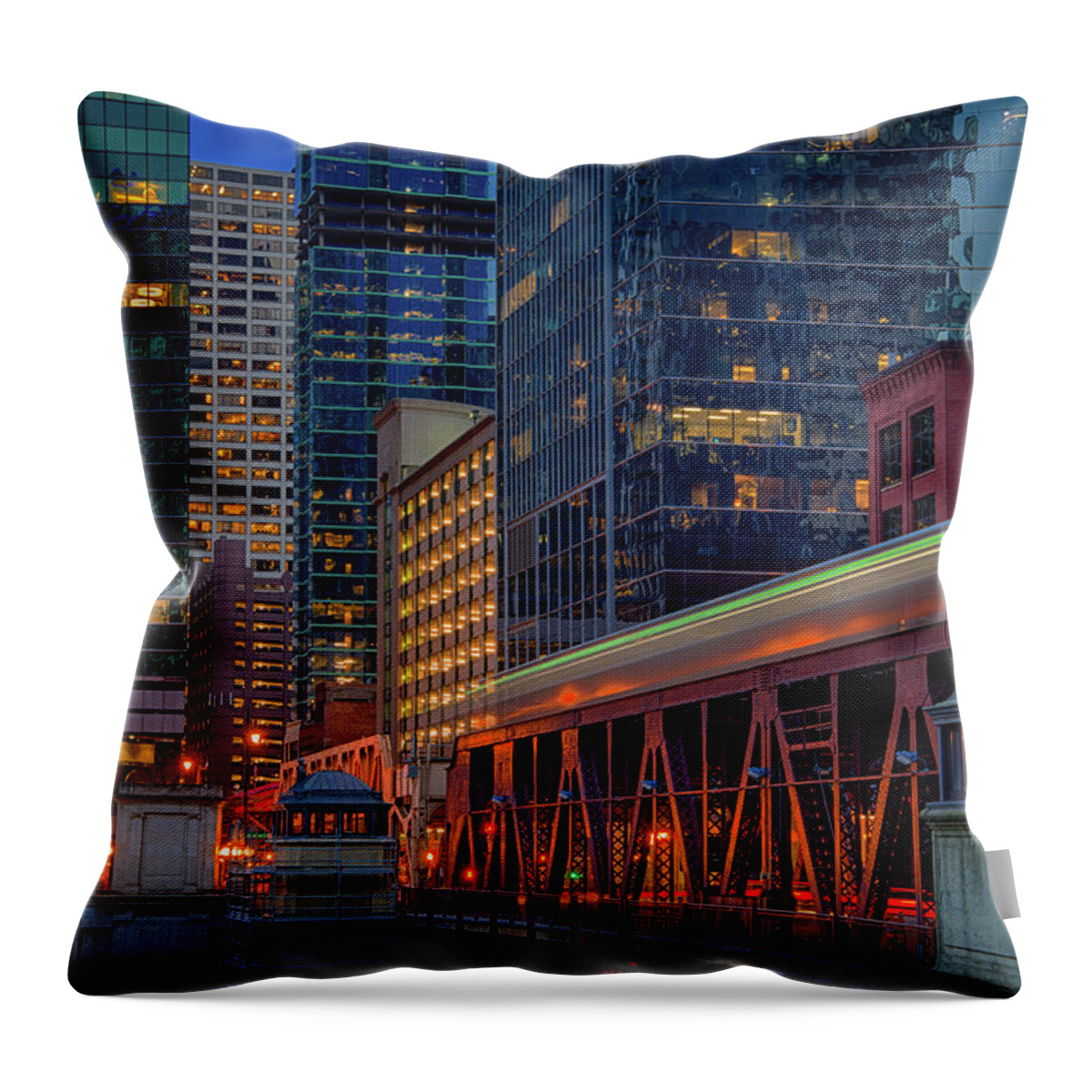Chicago Throw Pillow featuring the photograph Green Line by Raf Winterpacht