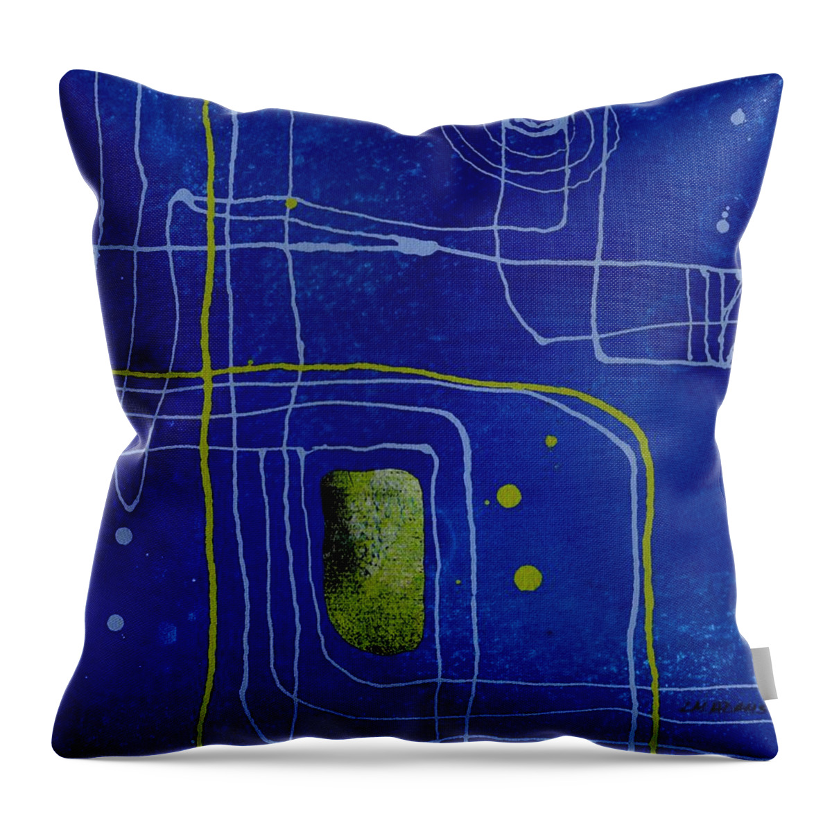 Art Throw Pillow featuring the painting Green Lines Two by Louise Adams
