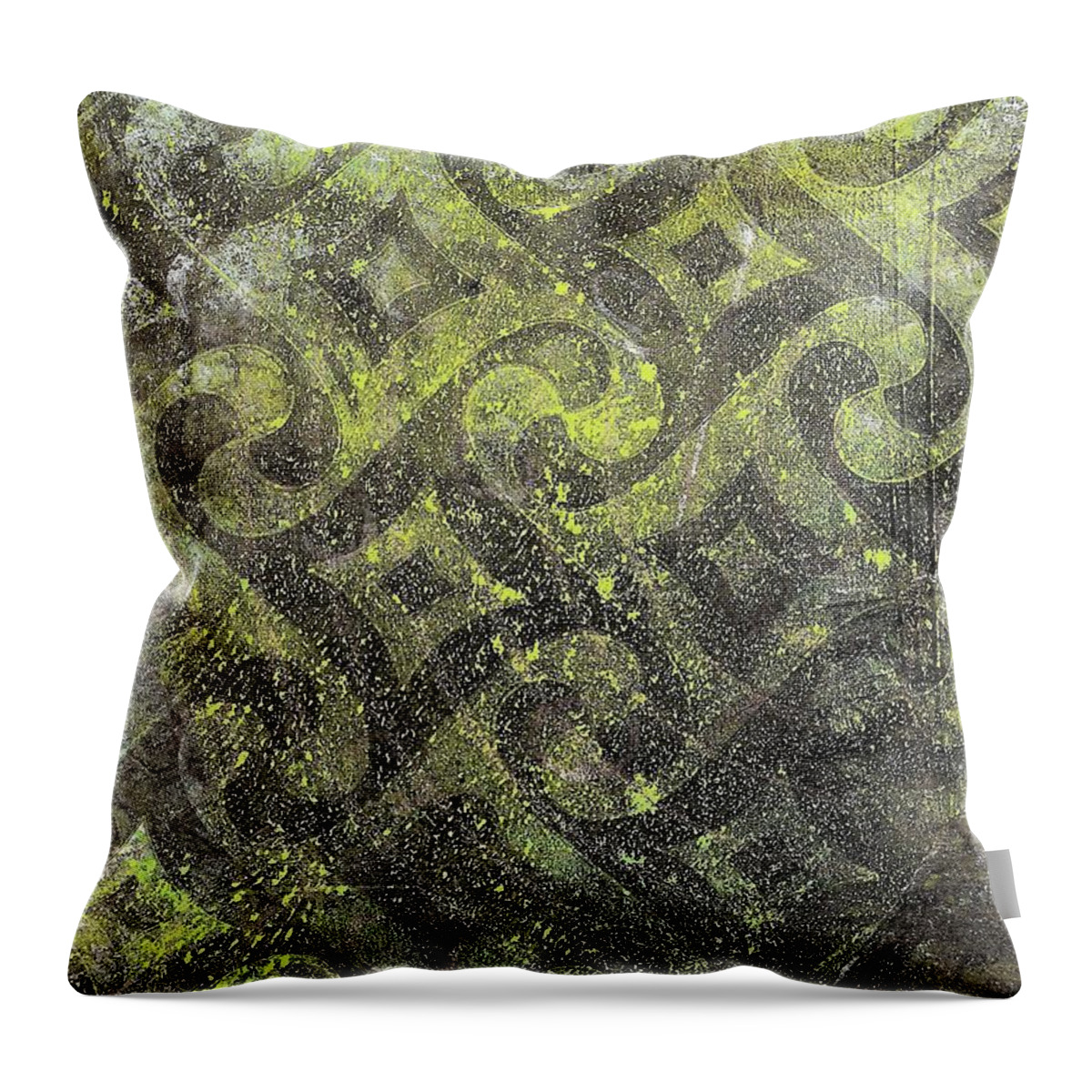 Green Throw Pillow featuring the painting Green Monoprint 2 by Cynthia Westbrook