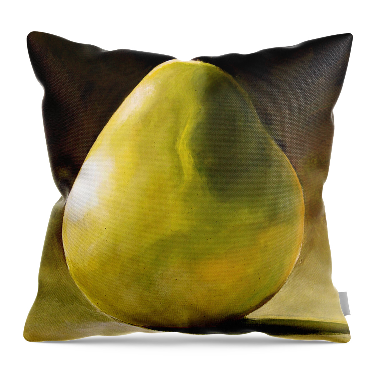 Green Throw Pillow featuring the painting Green Pear by Toni Grote