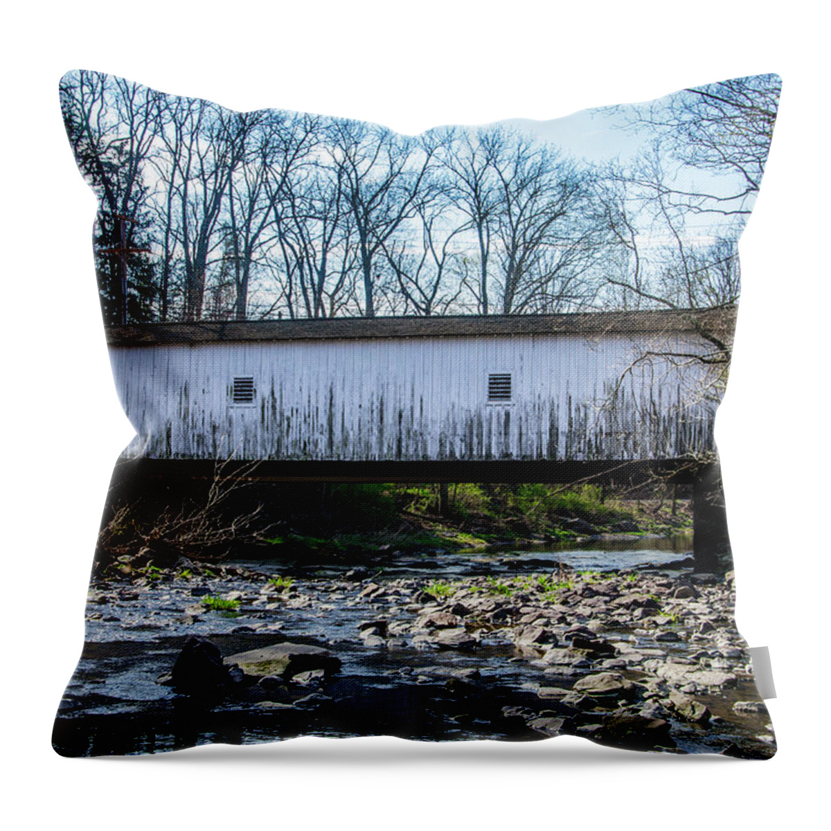 Green Throw Pillow featuring the photograph Green Sergeants Bridge by Bill Cannon