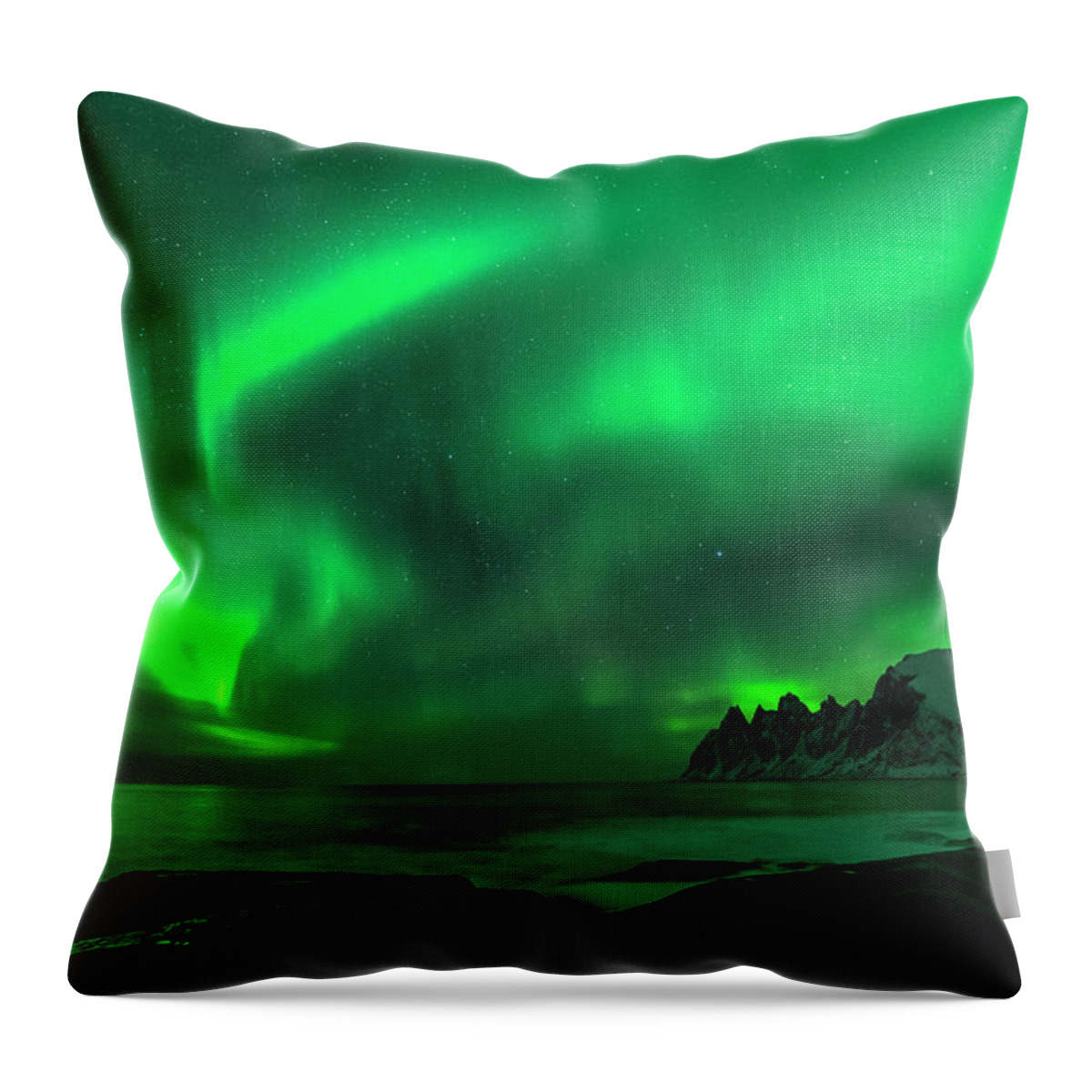 Norway Throw Pillow featuring the photograph Green Skies at Night by Alex Lapidus
