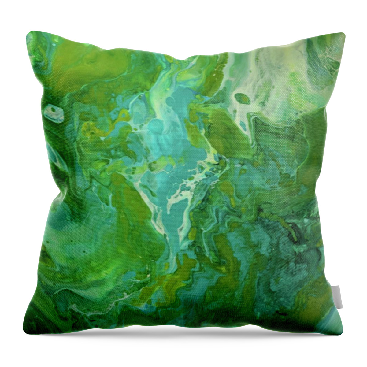 Water Throw Pillow featuring the painting Green Waters by Kathy Sheeran