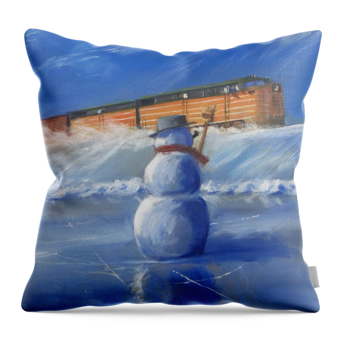 Train Throw Pillow featuring the painting Greetings by Christopher Jenkins