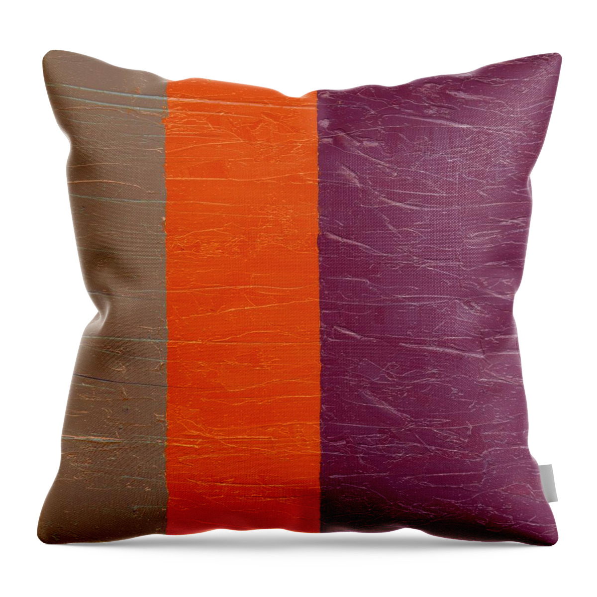 Stripes Throw Pillow featuring the painting Grey Orange Purple by Michelle Calkins