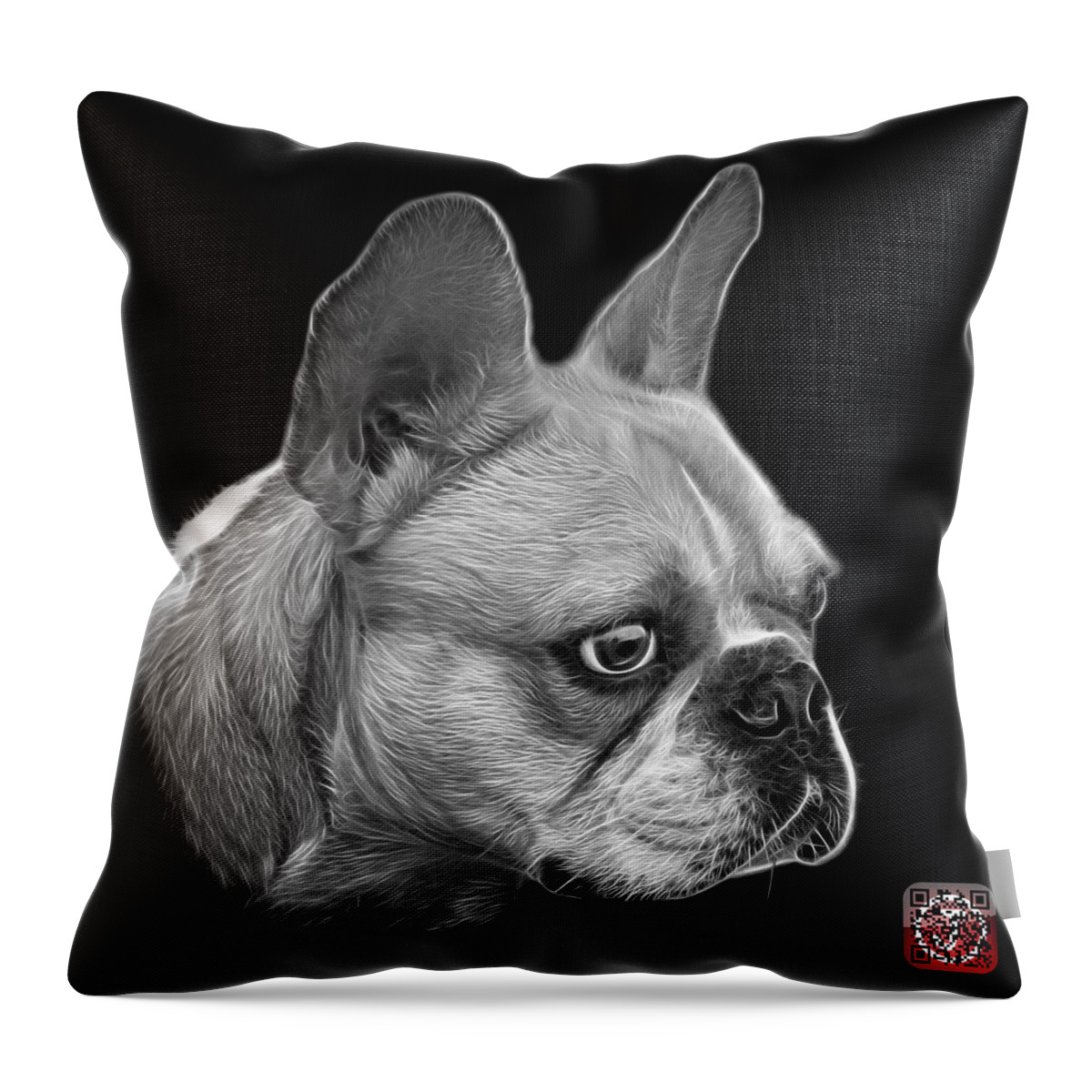 French Bulldog Throw Pillow featuring the painting Greyscale French Bulldog Pop Art - 0755 BB by James Ahn