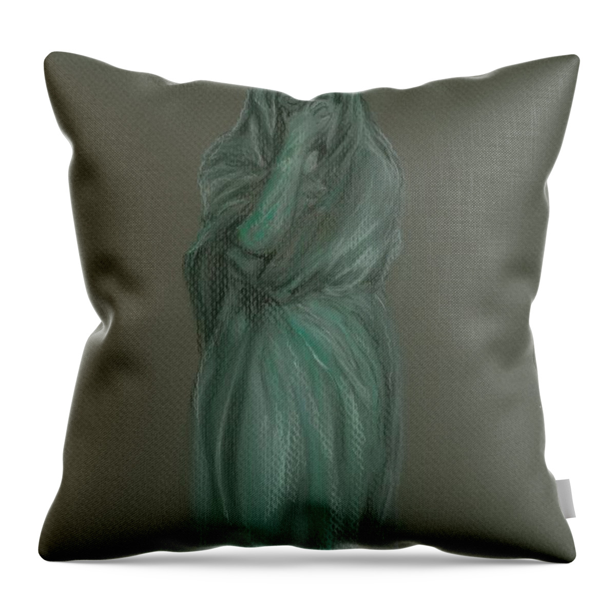 Sorrow Throw Pillow featuring the pastel Grief by Christine Jepsen