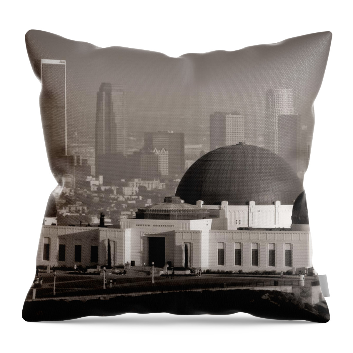 3scape Throw Pillow featuring the photograph Griffith Observatory by Adam Romanowicz