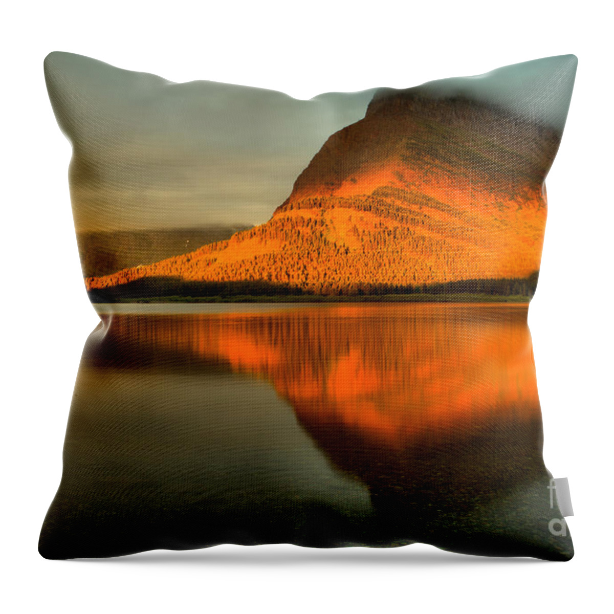 Grinnell Point Throw Pillow featuring the photograph Grinnell Sunrise Light Painting by Adam Jewell