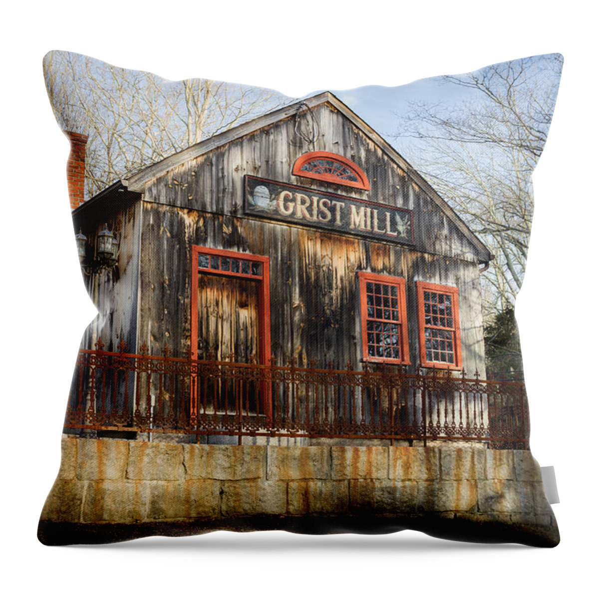 Grist Mill Throw Pillow featuring the photograph Grist Mill by Kirkodd Photography Of New England