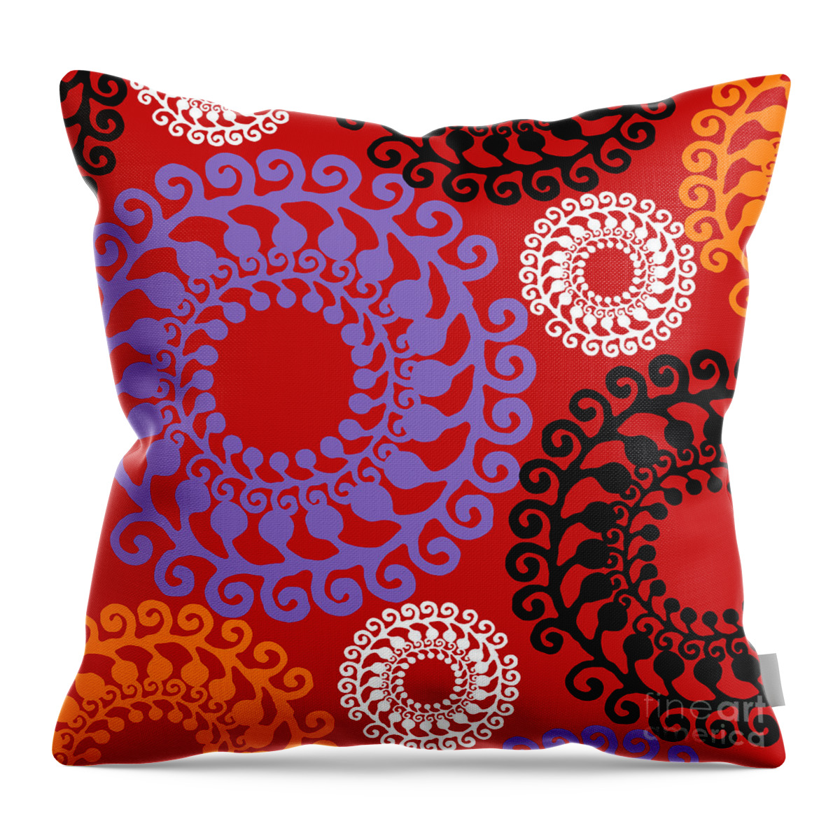 Mid Century Modern Throw Pillow featuring the painting Groovy Circles Red by Mindy Sommers