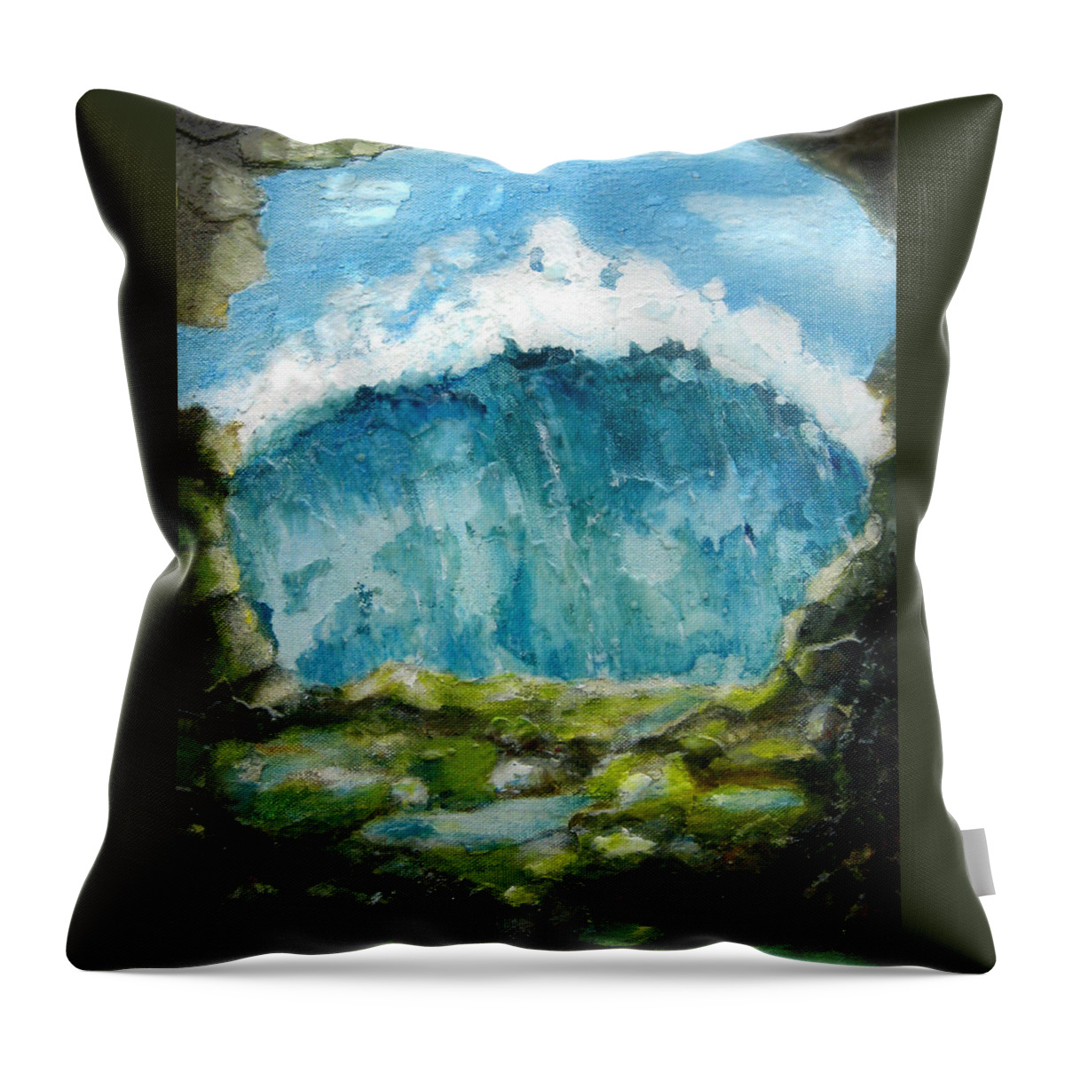 Grotto Throw Pillow featuring the painting Grotto by Martine Letoile
