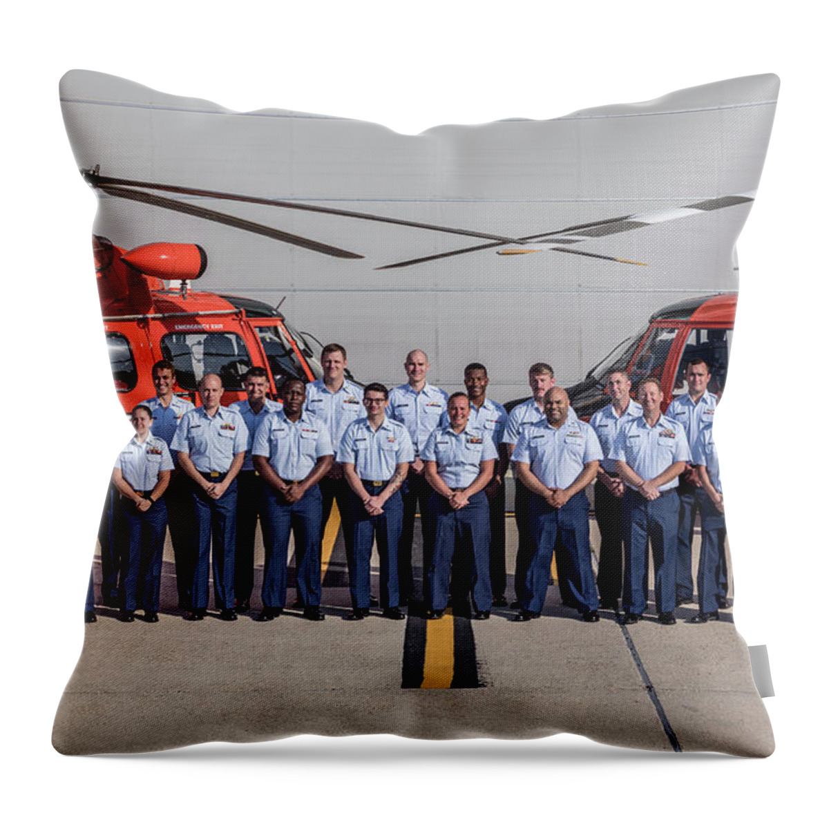 Us Coast Guard Air Station New Orleans All Hands Unit Photo Shoot Throw Pillow featuring the photograph Group 2 by Gregory Daley MPSA