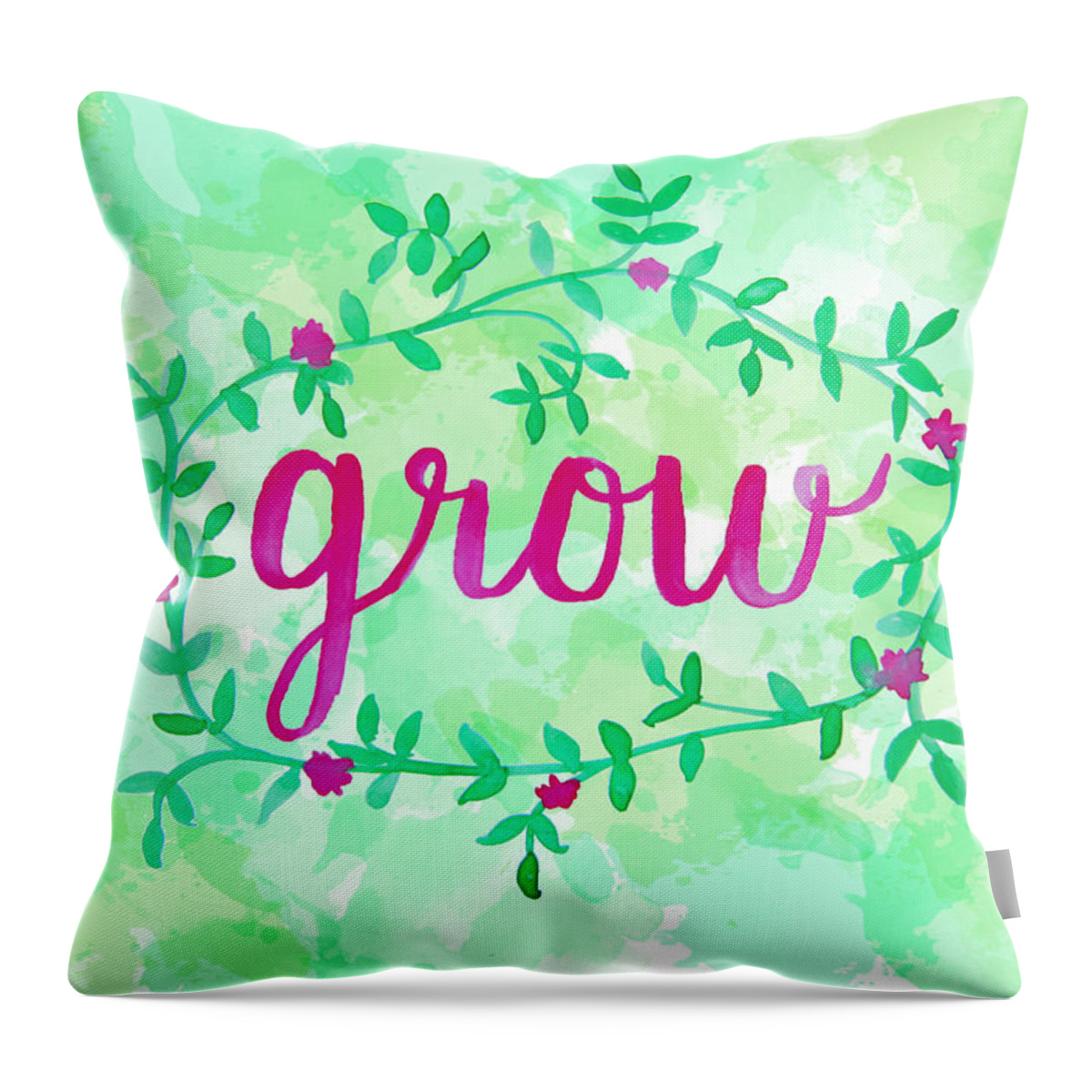 Grow Throw Pillow featuring the painting Grow Watercolor by Michelle Eshleman