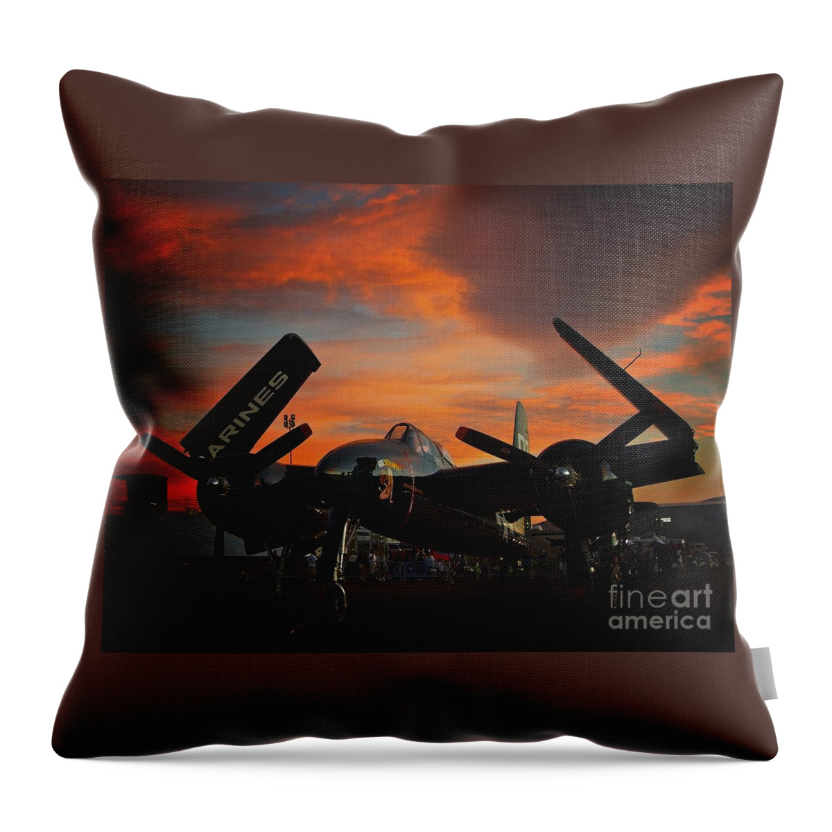 Transportation Throw Pillow featuring the photograph Grumman F7F Tigercat Fire Tiger by Gus McCrea