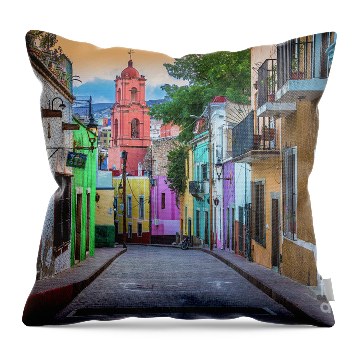 America Throw Pillow featuring the photograph Guanajuato Backstreet by Inge Johnsson