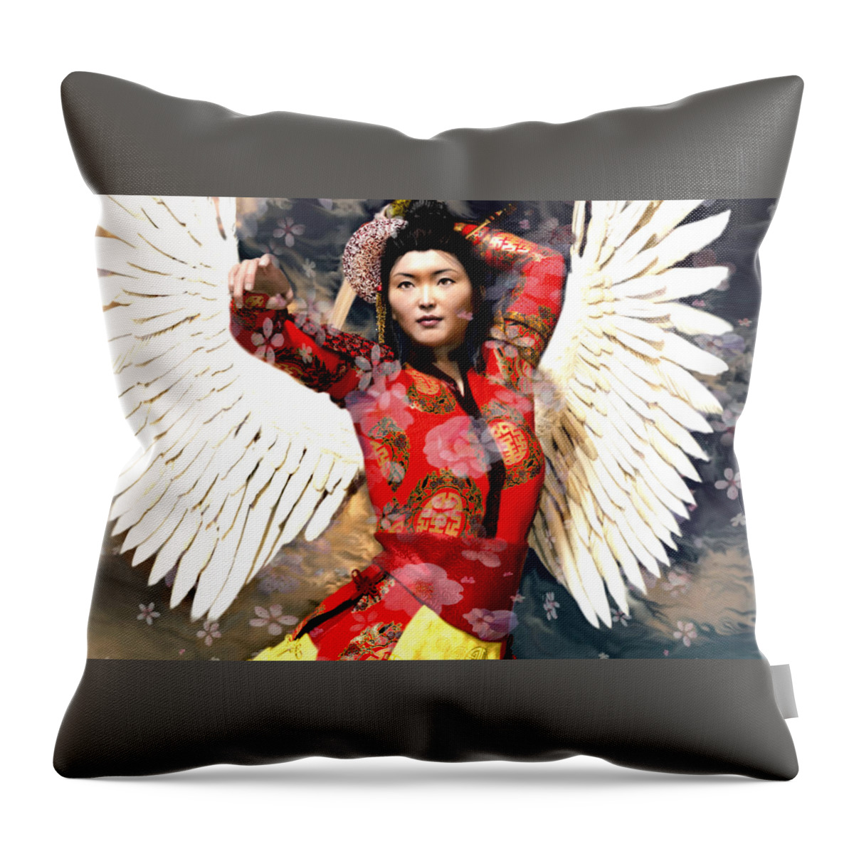 Guardian Angel Throw Pillow featuring the painting Guardian Angel 8 by Suzanne Silvir