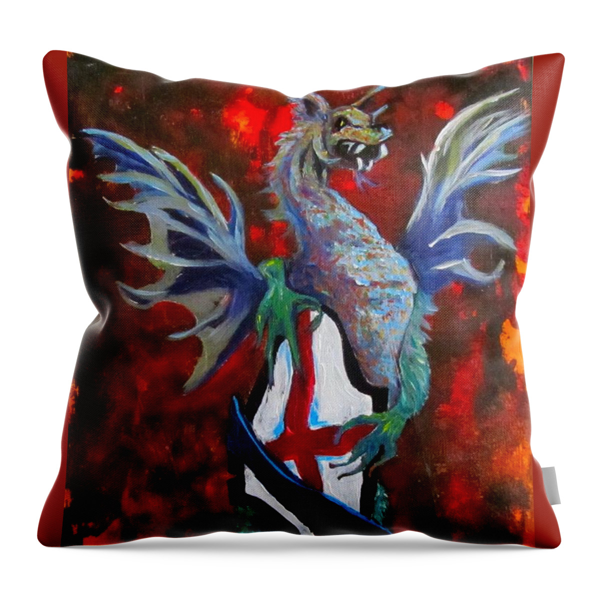 Dragon Throw Pillow featuring the painting Guardian at the Gate by Barbara O'Toole