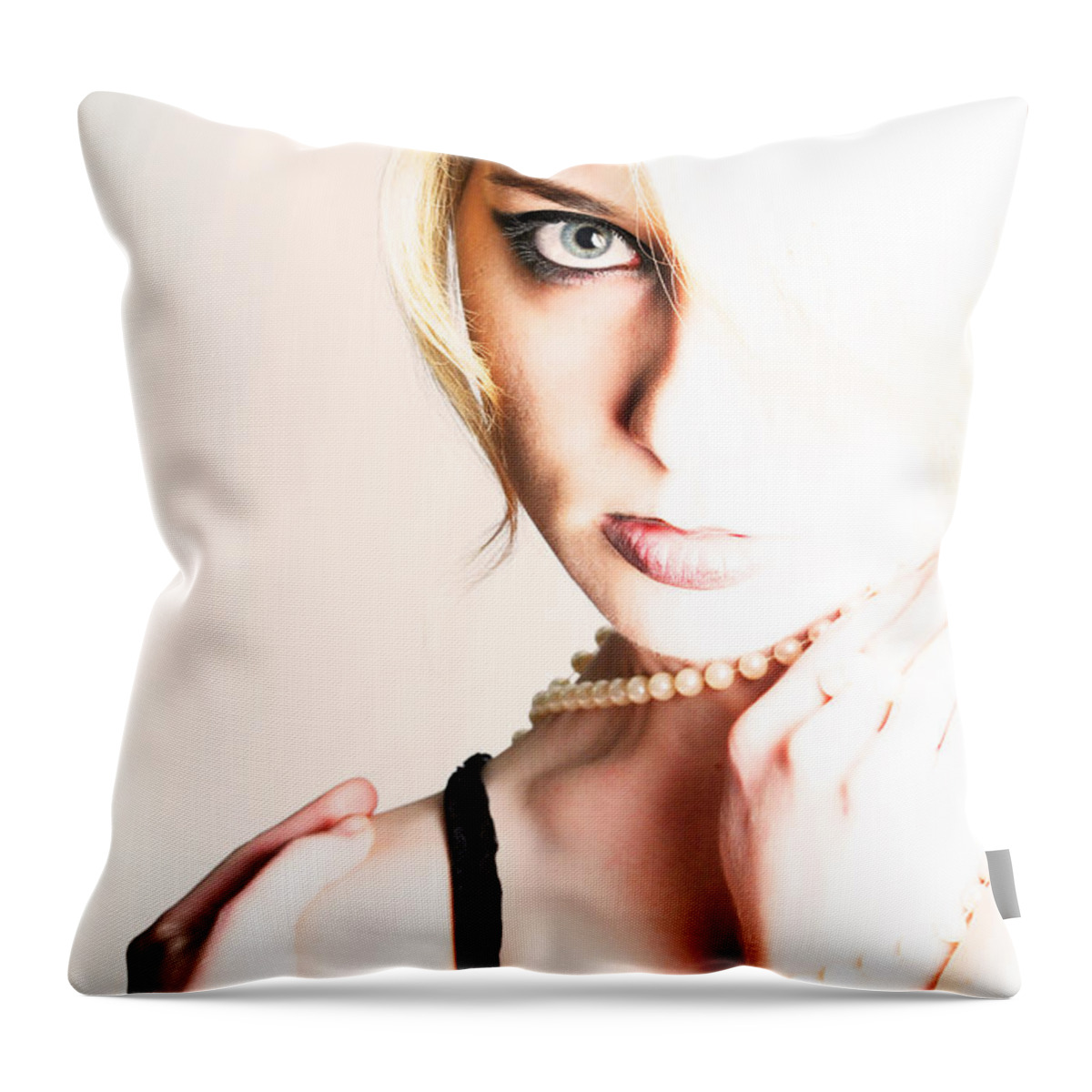 Artistic Throw Pillow featuring the photograph Guardian of Pearls by Robert WK Clark