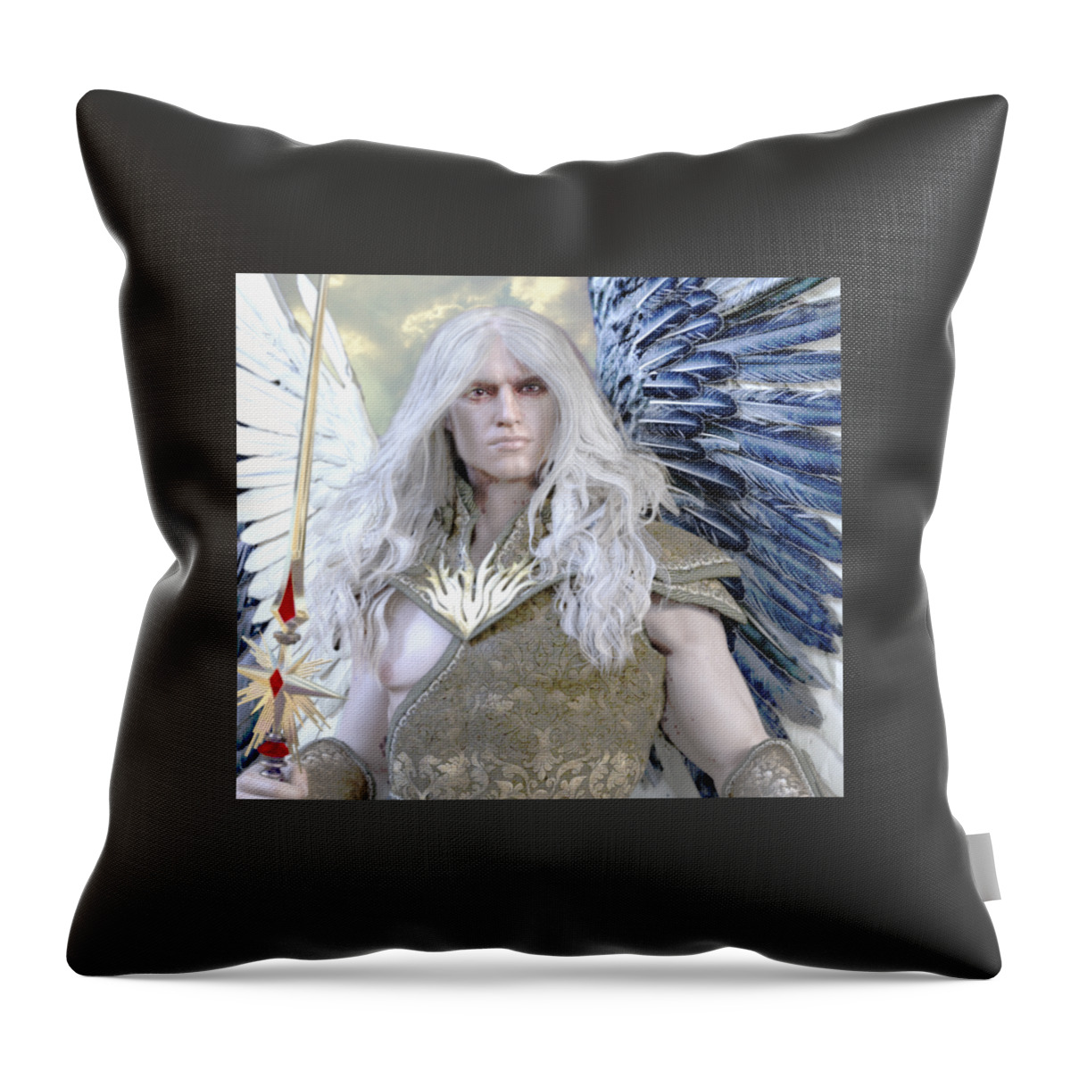Guardian Angel Throw Pillow featuring the painting Guardian by Suzanne Silvir