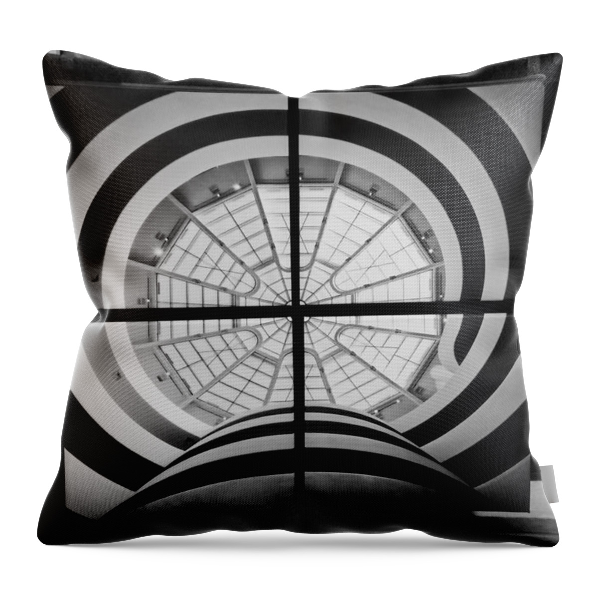 Guggenheim Throw Pillow featuring the photograph Guggenheim In Quarters B W by Rob Hans
