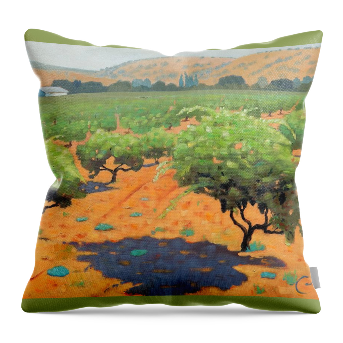 Morgan Hill Ca Throw Pillow featuring the painting Guglielmo Winery by Gary Coleman