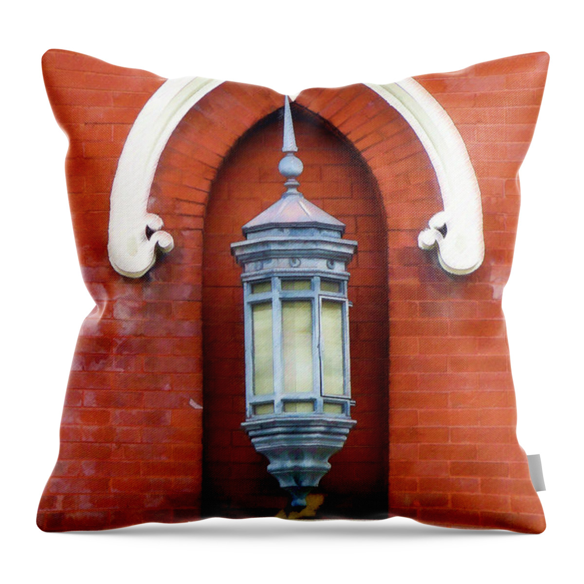 Light Throw Pillow featuring the painting Guiding Light at the Mother Church by Sandy MacGowan