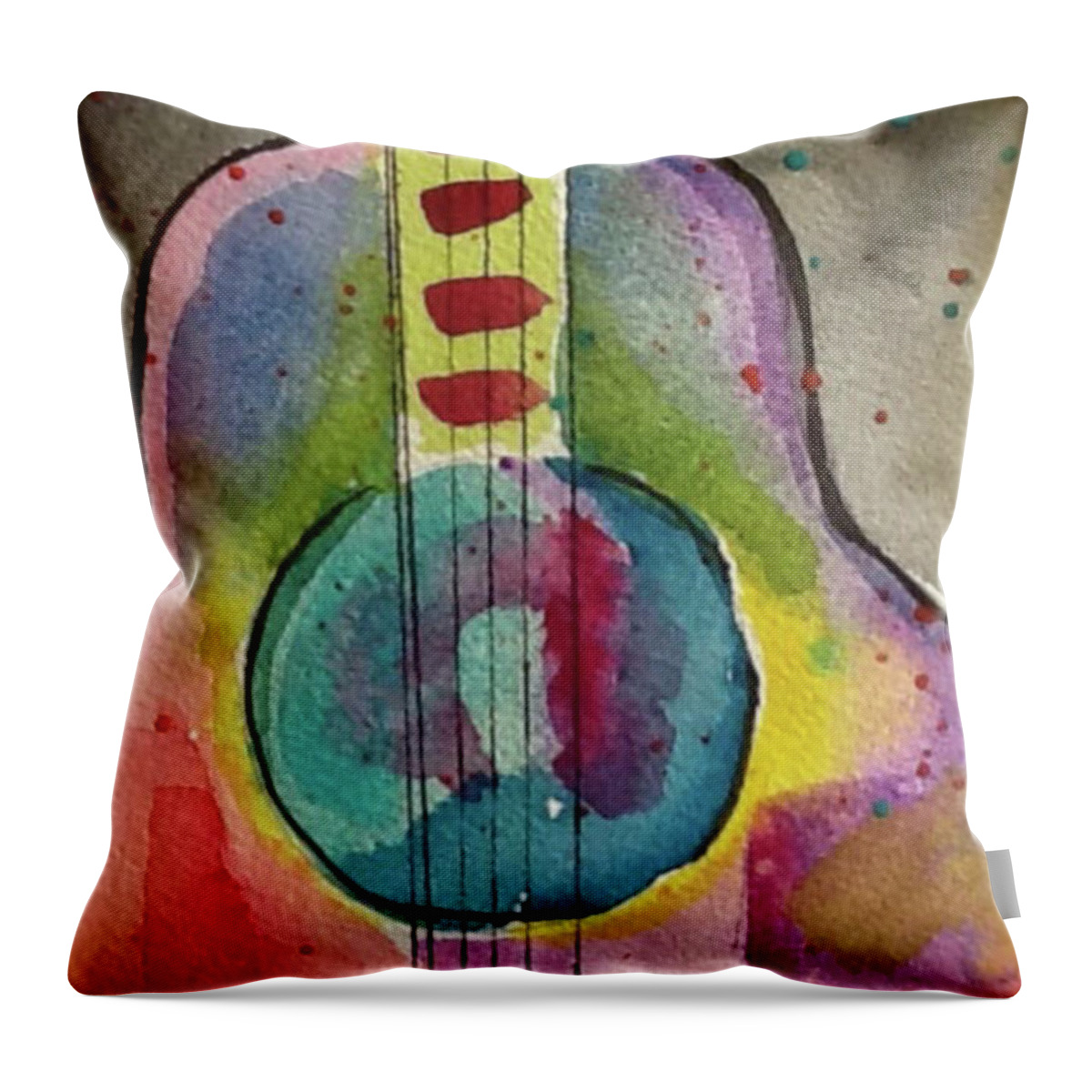 Guitar Throw Pillow featuring the painting Abstract Guitar #2 by Bonny Butler
