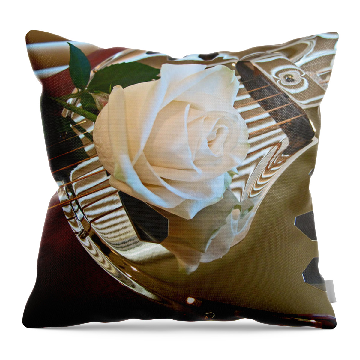Wall Art Throw Pillow featuring the photograph Guitar and Rose 1 by Kelly Holm