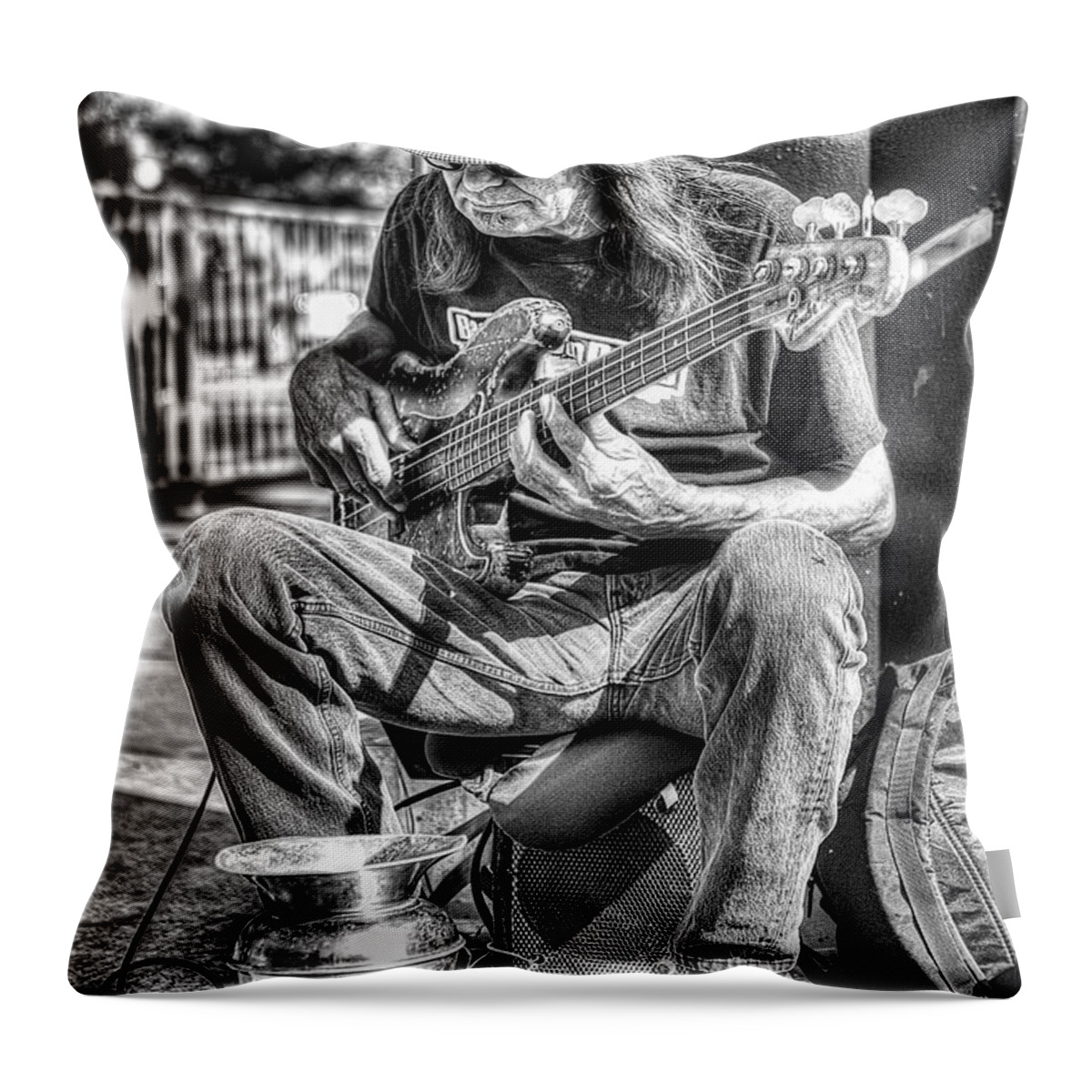 Guitar Throw Pillow featuring the photograph Guitar Man by Deborah Penland