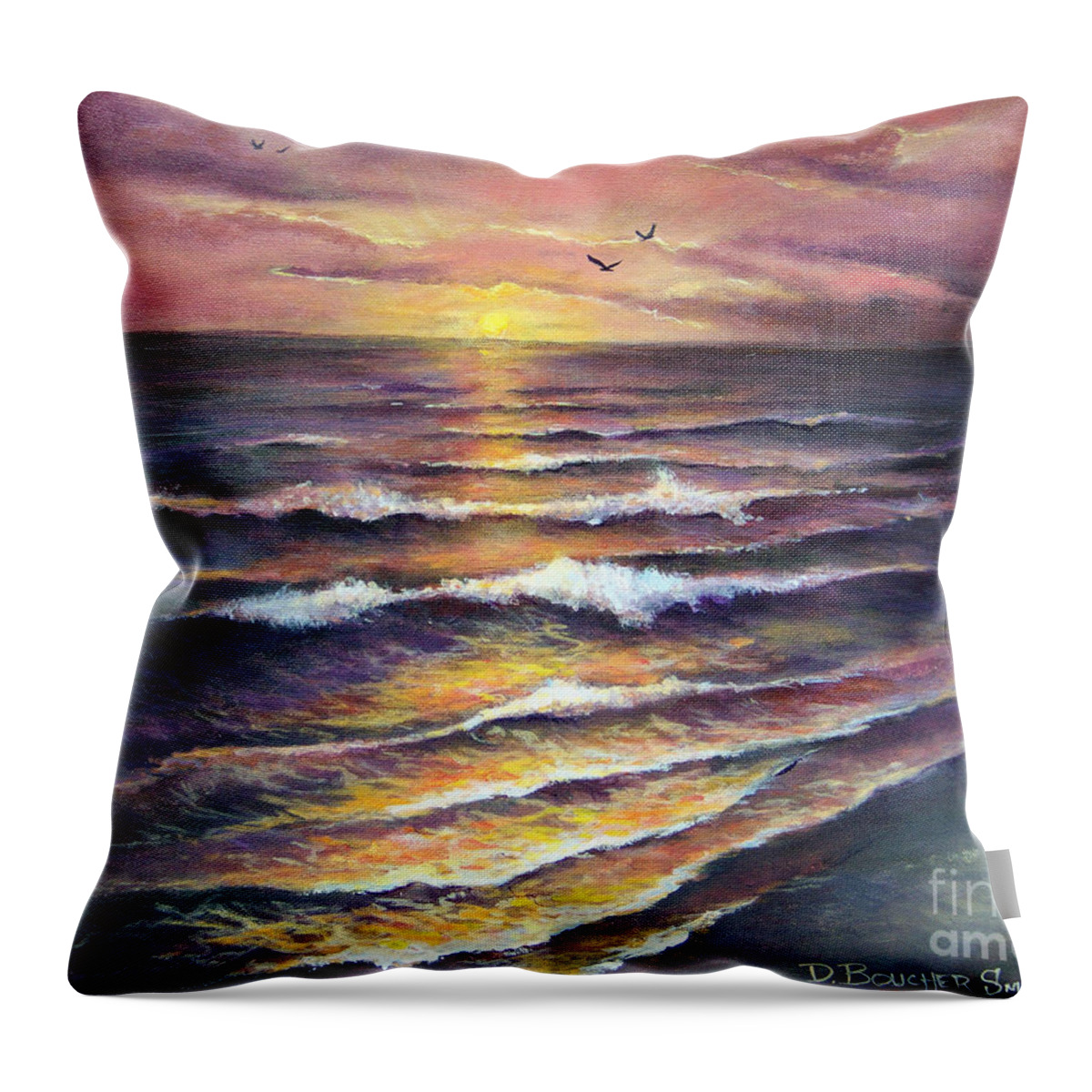 Gulf Of Mexico Throw Pillow featuring the painting Gulf Coast Sunset by Deborah Smith