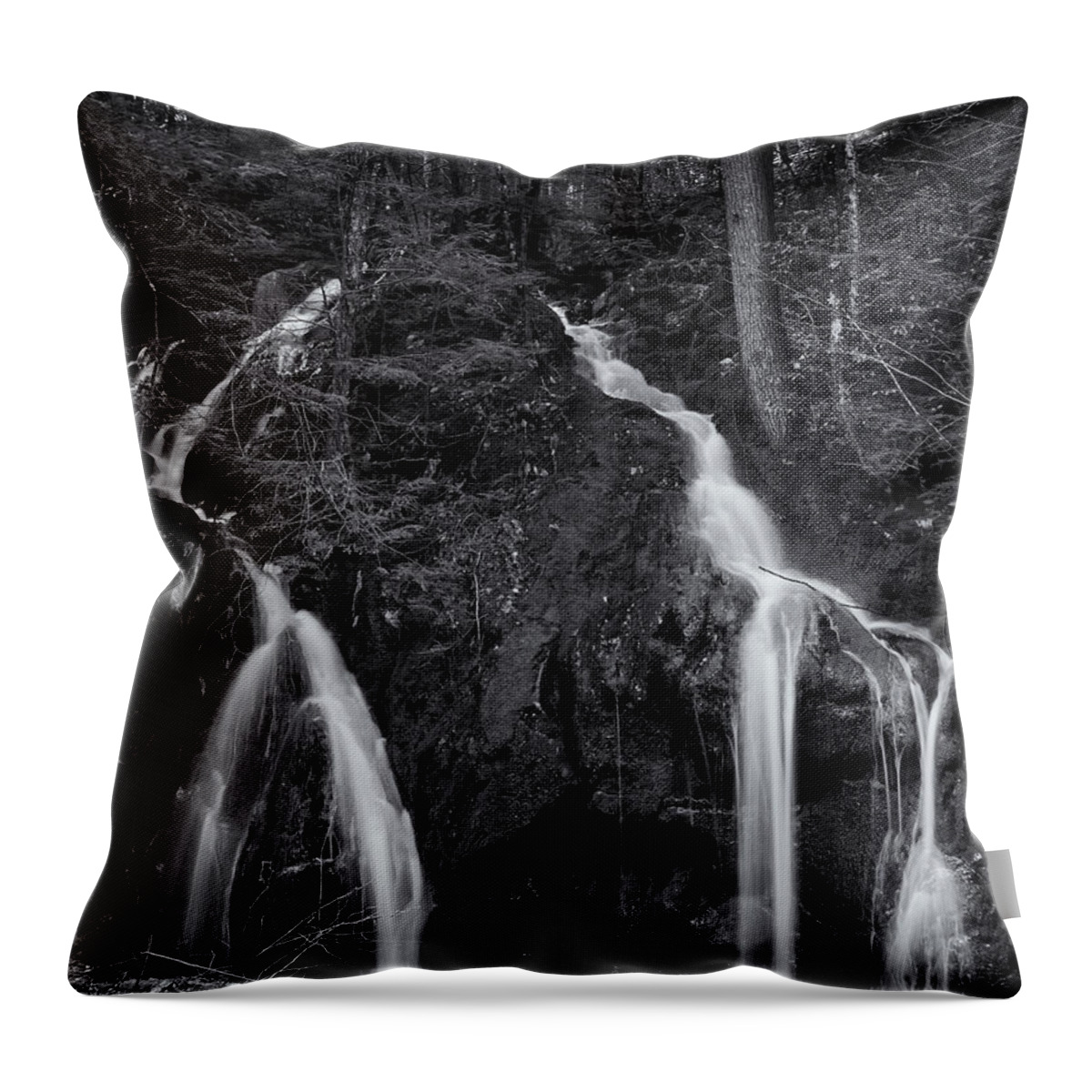 Gulf Road Waterfalls. Chesterfield New Hampshire Throw Pillow featuring the photograph Gulf Road Waterfall by Tom Singleton