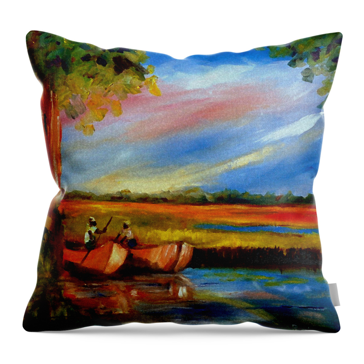 Gullah Lowcountry Sc Throw Pillow featuring the painting Gullah Lowcountry SC by Phil Burton