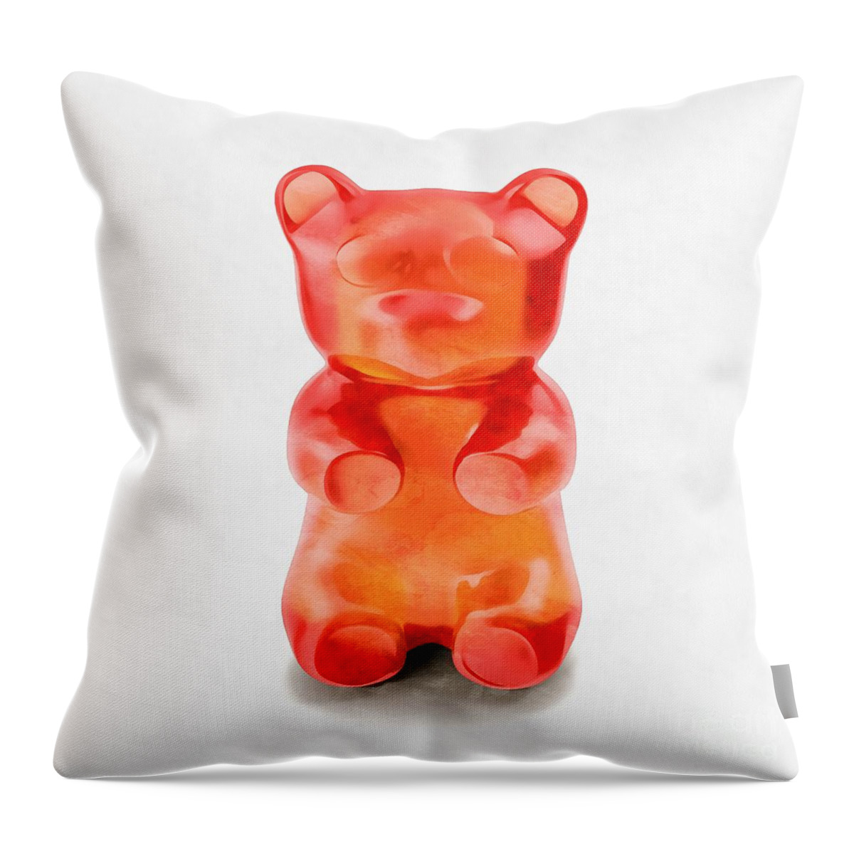 Candy Throw Pillow featuring the digital art Gummy Bear Red Orange by Edward Fielding