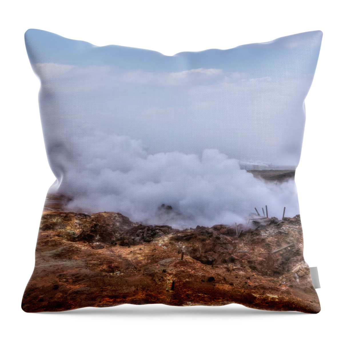 Geothermal Area Throw Pillow featuring the photograph Gunnuhver - Iceland by Joana Kruse