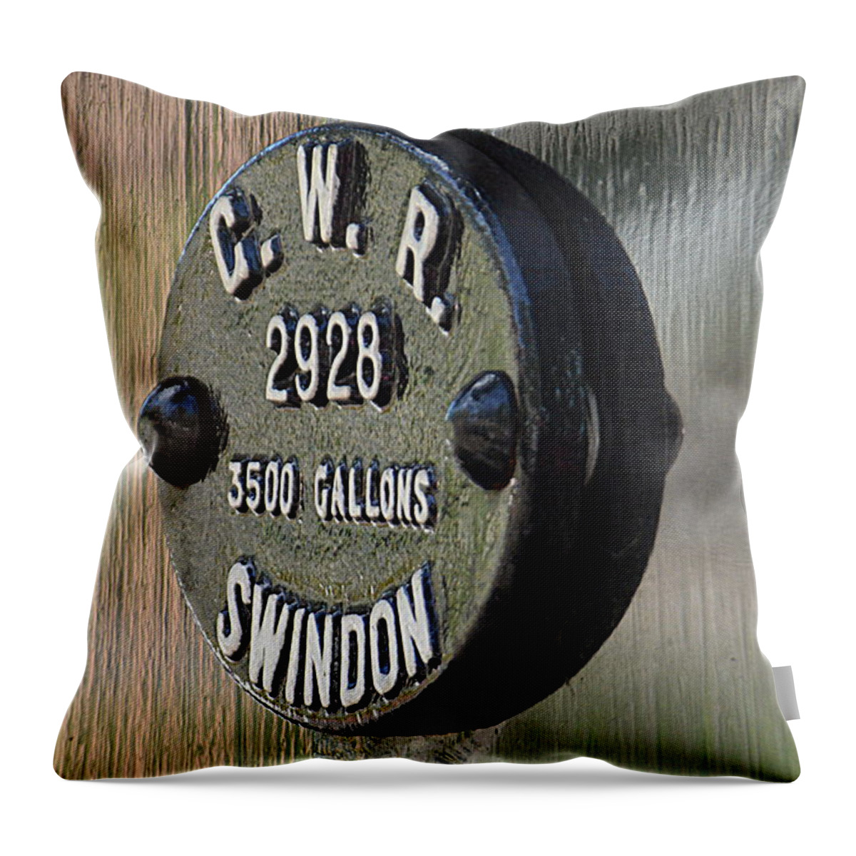 Gwr Engine Plate Throw Pillow featuring the photograph GWR Swindon by Andy Thompson