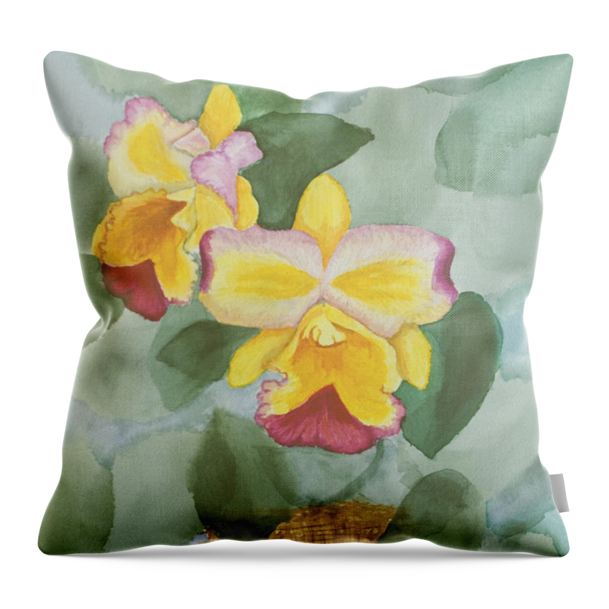 Orchids Throw Pillow featuring the painting Gypsy Orchids by Peggy King