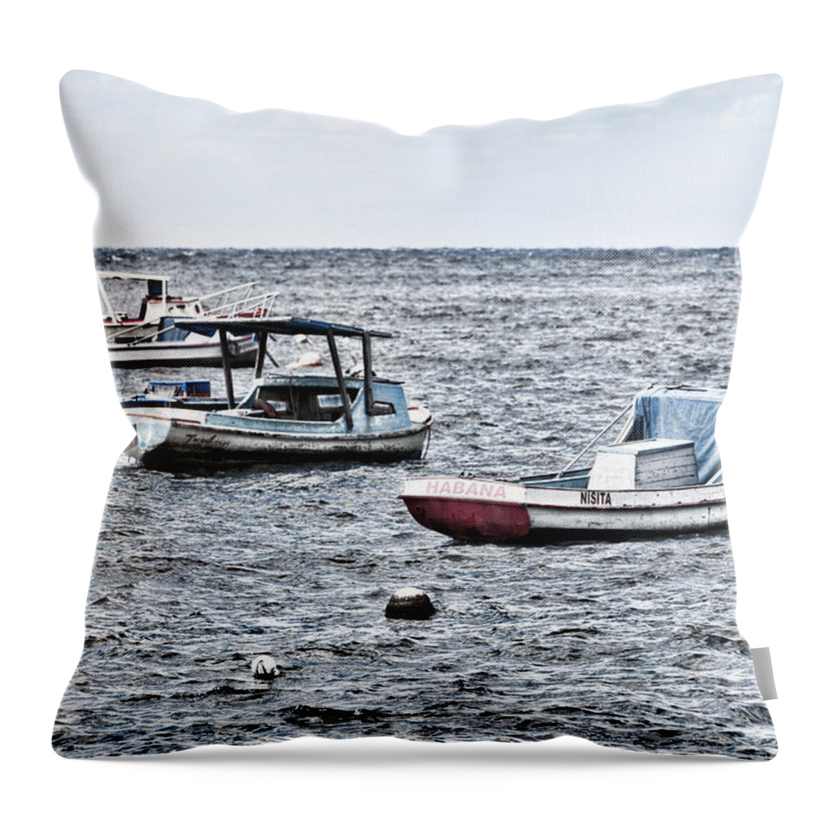 Cuba Throw Pillow featuring the photograph Habana Ocean Ride by Sharon Popek